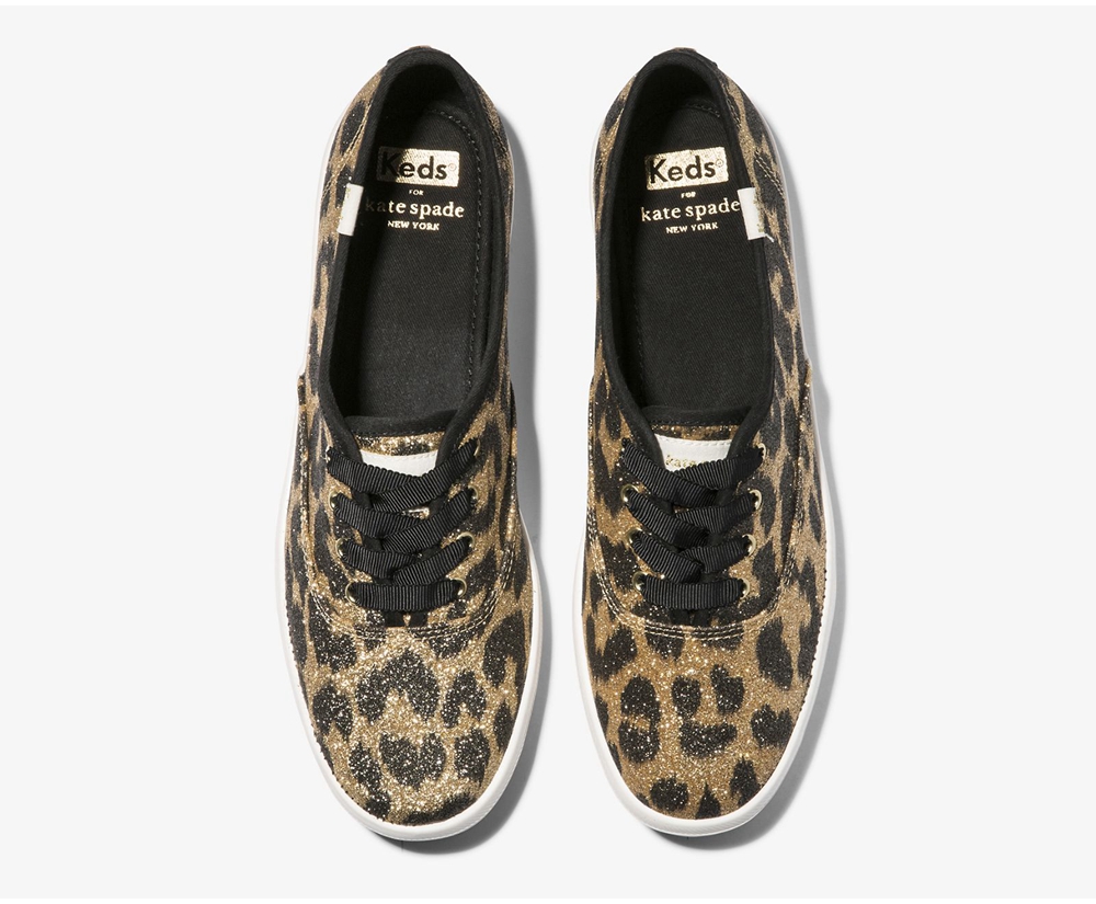 Tenis Keds Mujer Marrom - Kate Spade New York Champion Glitter Leopard - 3270-UFSLM